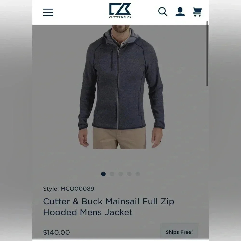 Cutter & Buck hoodie.Men  medium.Grey,red trim , embroidered trim ,front zip